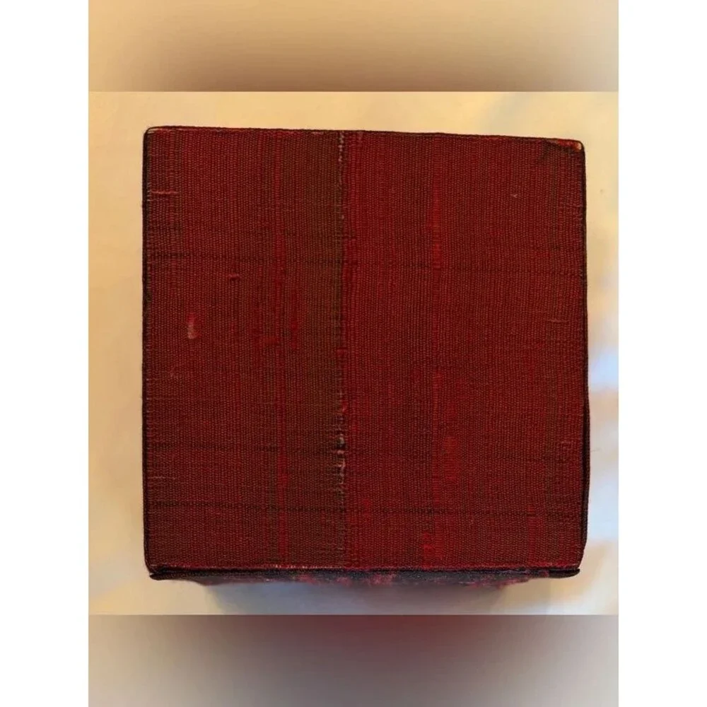 Vintage Red Beaded Wooden Jewelry Box Trinket Keepsake Box Mirror Boho Decor